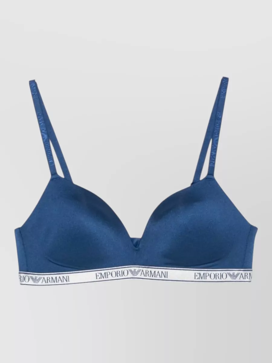Emporio Armani Satin Logo-Print Underwire Bra