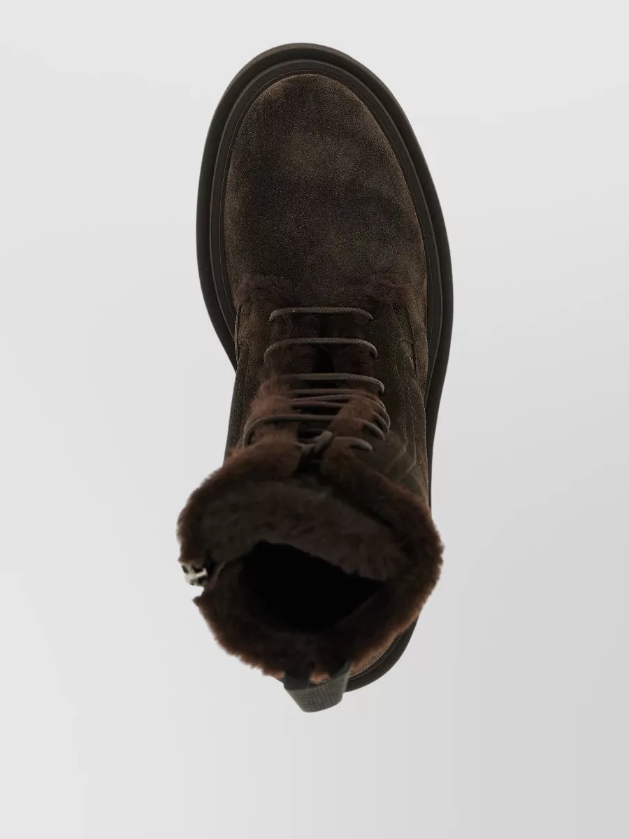 Brunello Cucinelli Leather Shearling Ankle Boots