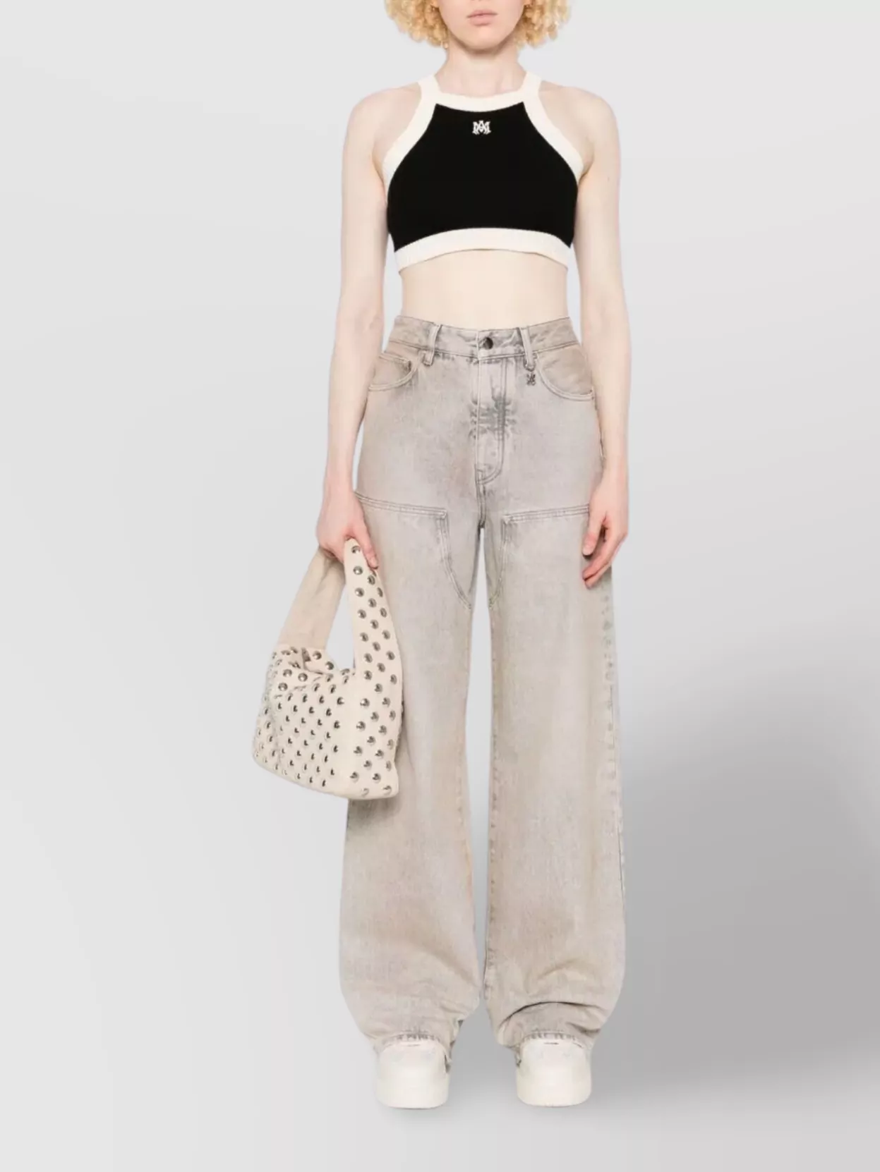Amiri Cropped Tank Top Embroidered Logo In Multi