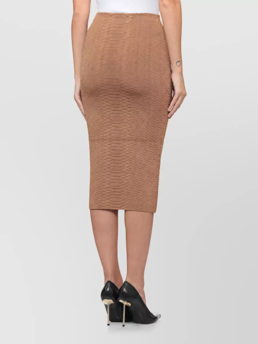 Elisabetta Franchi Snake-Print Midi Fitted Skirt
