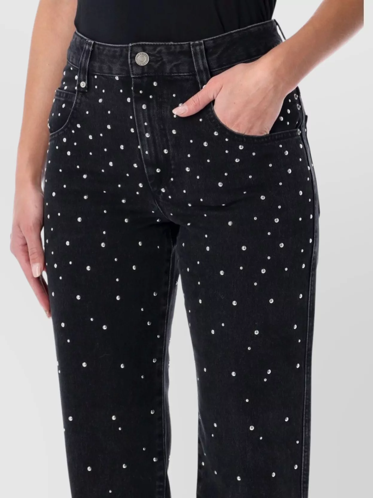 Isabel Marant Etoile Crystal Embellished Denim Trousers