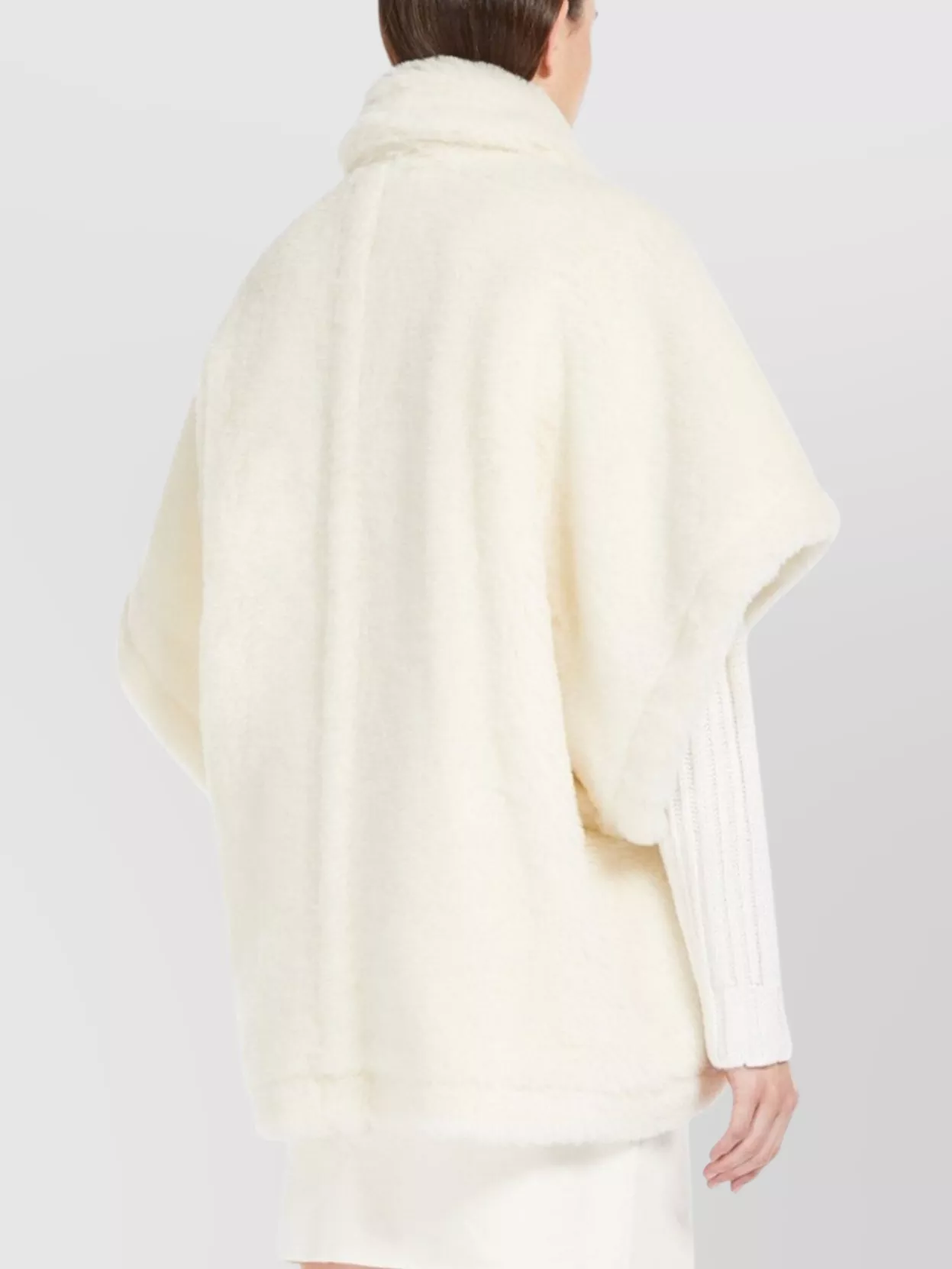 Max Mara Alpaca Wool Teddy Cape With Silk Base