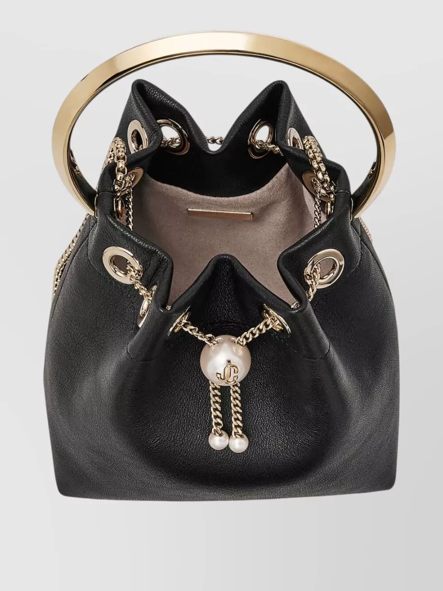 Jimmy Choo Bon Bon Leather Bucket Chain Shoulder Bag