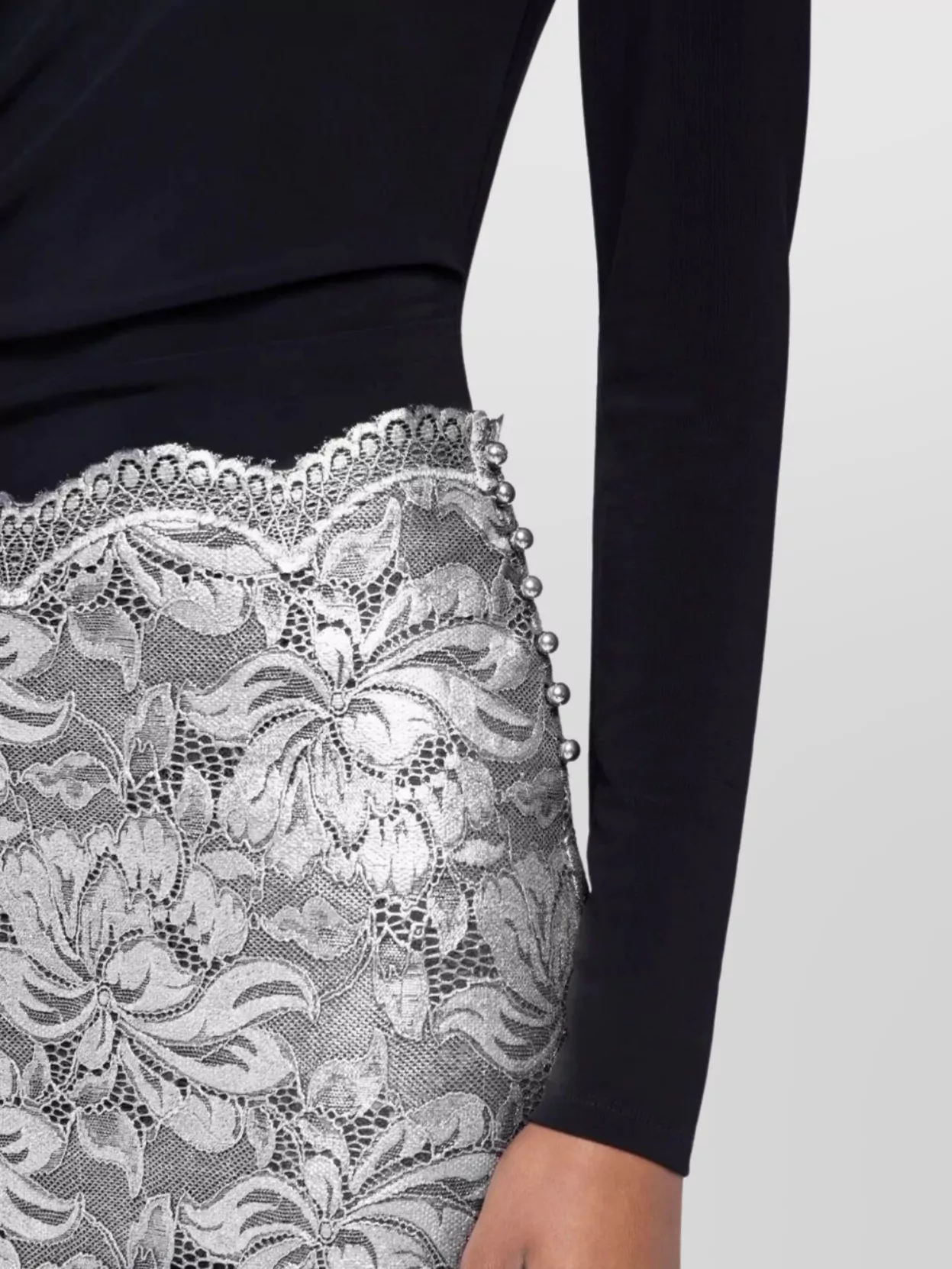 Paco Rabanne Long Floral Lace Skirt