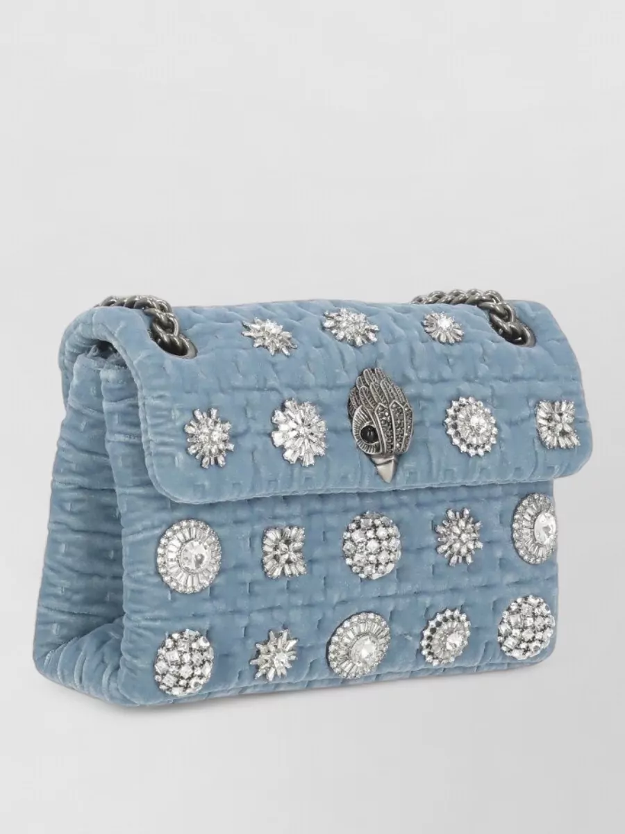 Kurt Geiger Shoulder Bag Velvet Pattern Rhinestone Detail