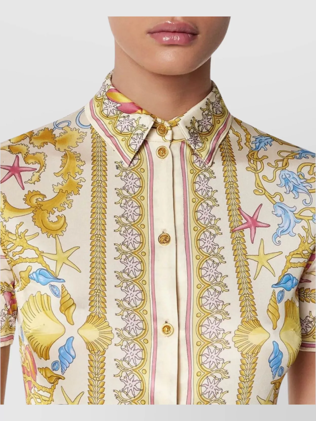 Versace Barocco Underwater Midi Shirt Dress