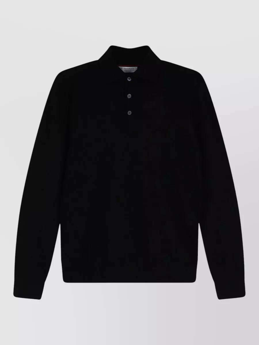 Brunello Cucinelli cashmere silk long-sleeve polo shirt