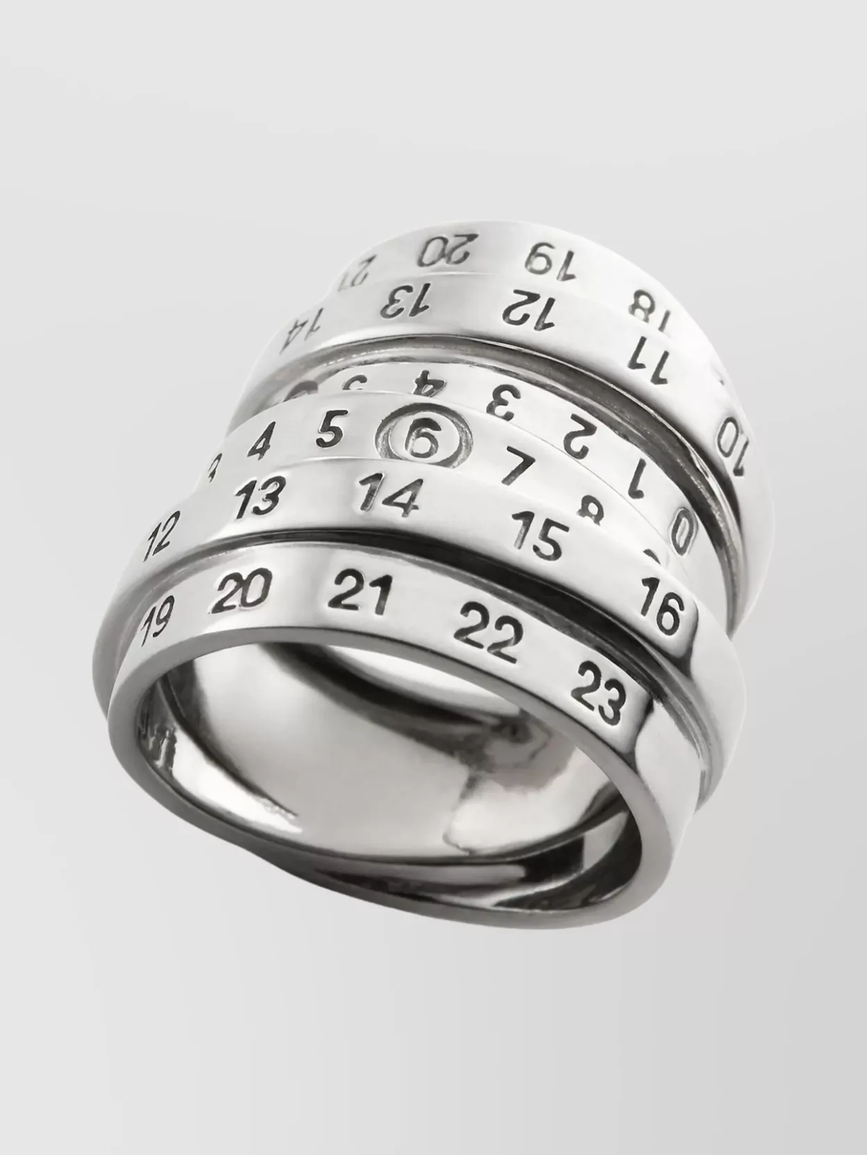 Mm6 Maison Margiela Stackable Ring Featuring Engraved Numbers In Silver