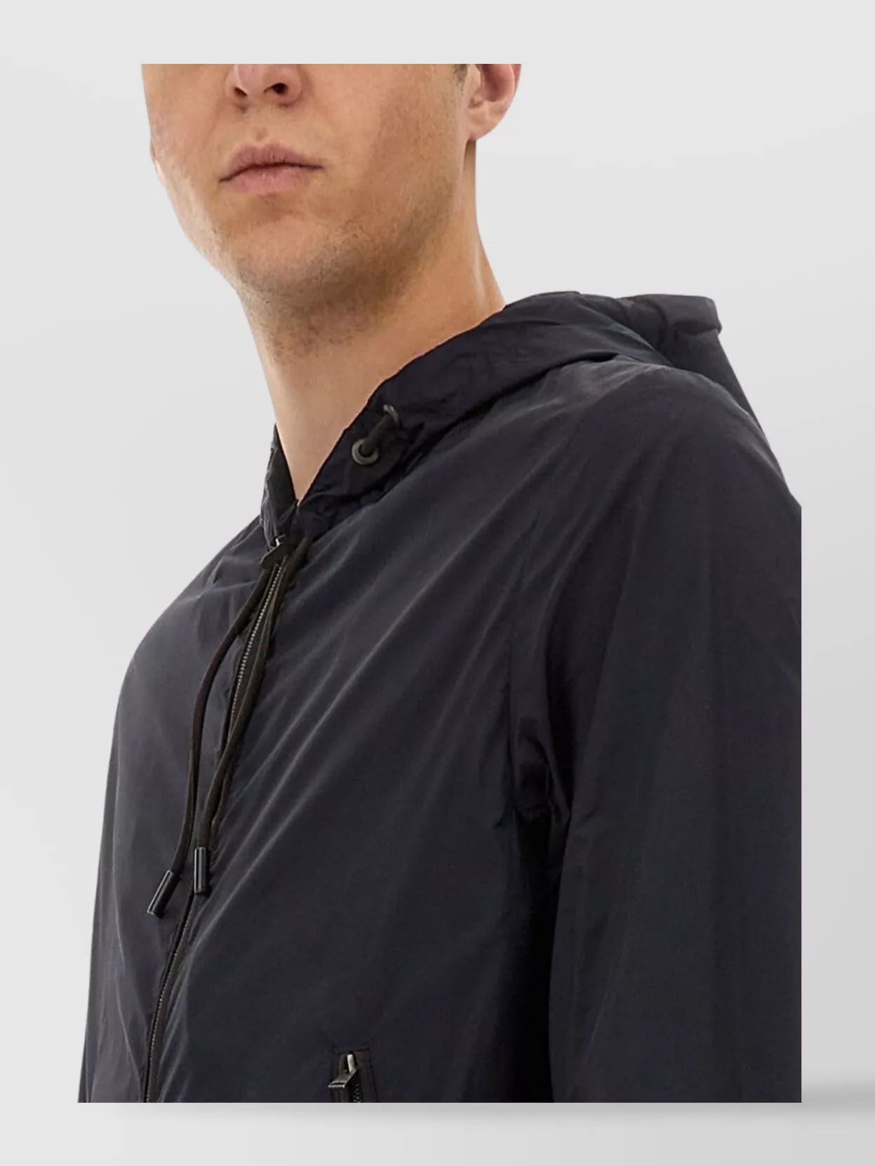 Hugo Boss Hooded Jacket With Zipper And Elasticated Hem In Black
