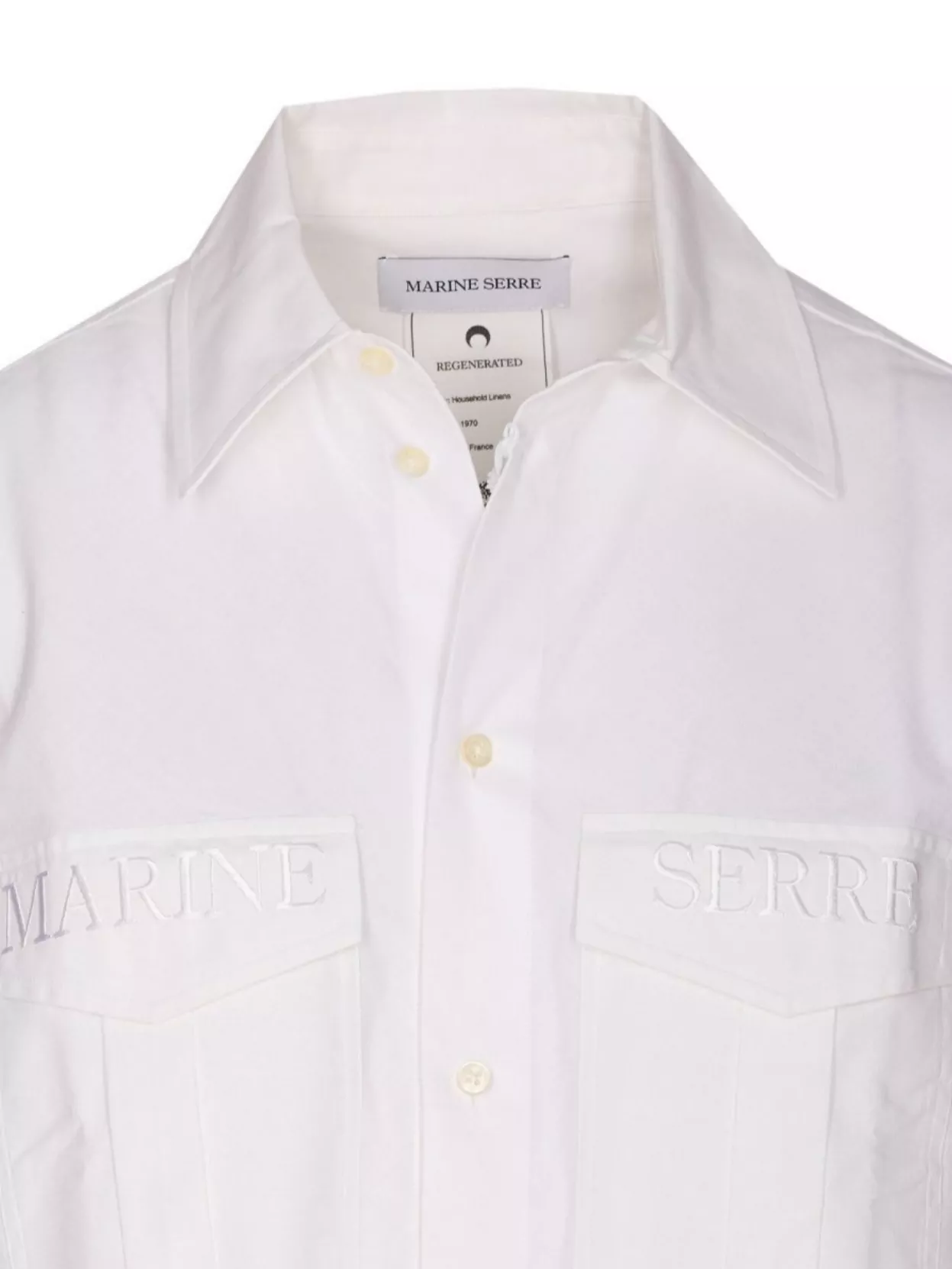 Marine Serre Embroidered Sheer Back Panel Long Sleeve Shirt