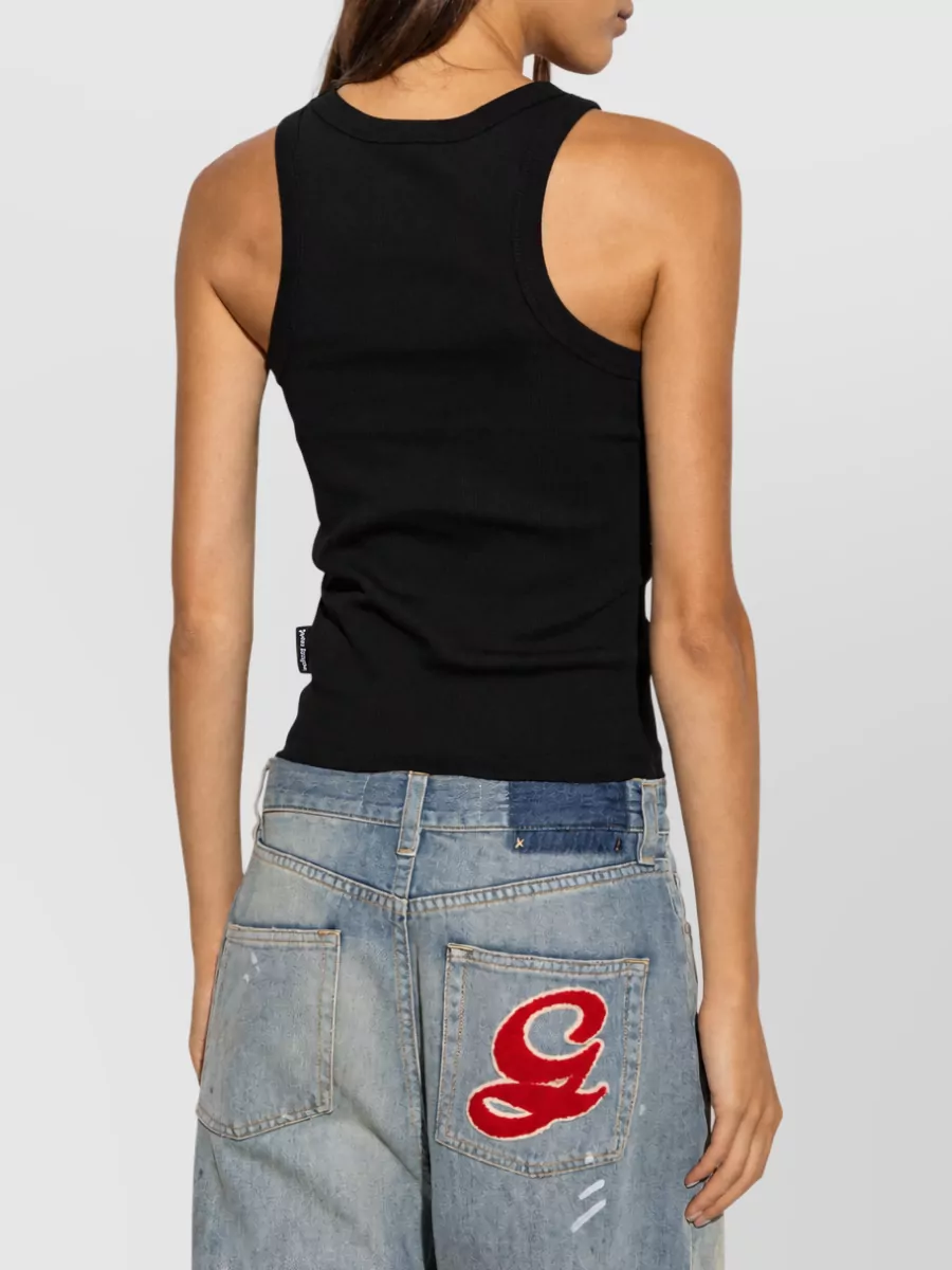 Palm Angels Ribbed Sleeveless Cotton-Blend Tank Top