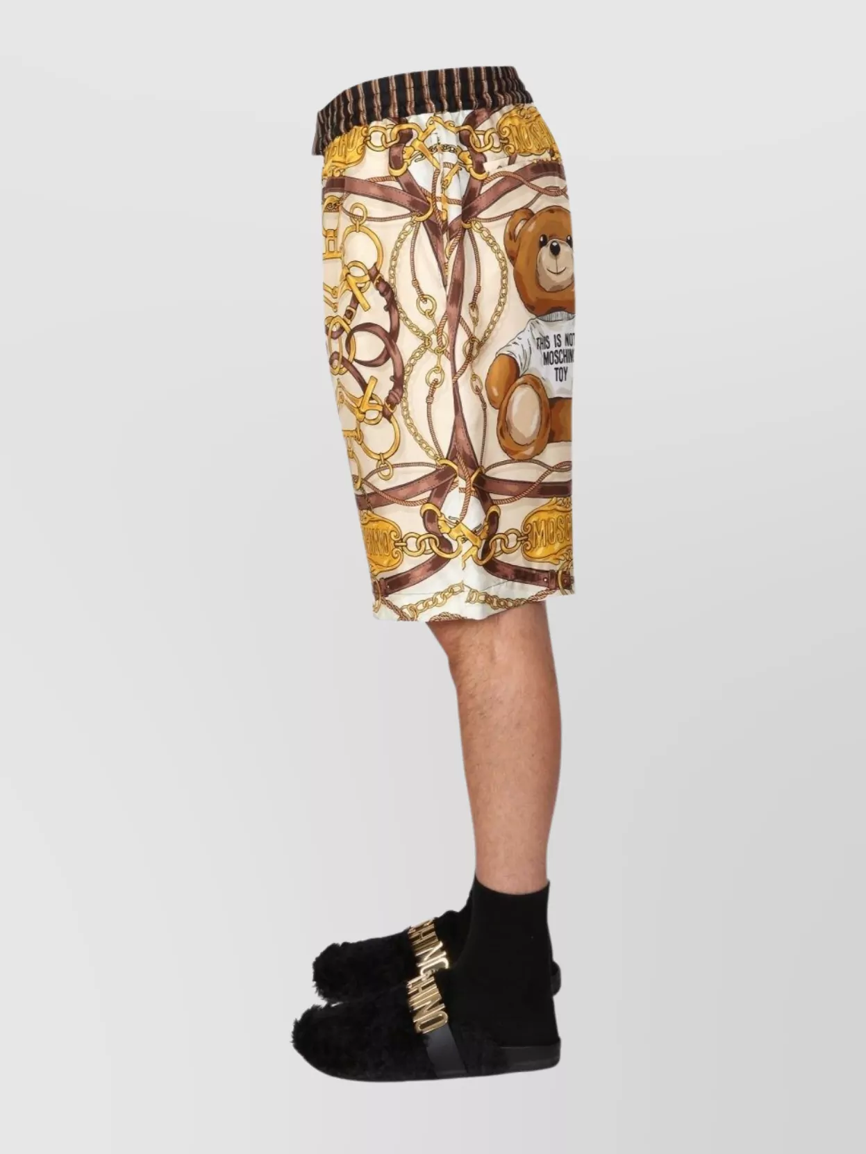 Moschino "Teddy" Graphic Print Bermuda Shorts With Side Pockets