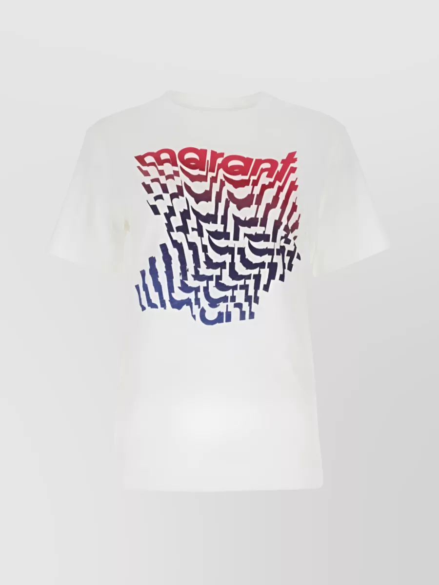 Shop Isabel Marant Étoile Logo Print Round Neck T-shirt In White