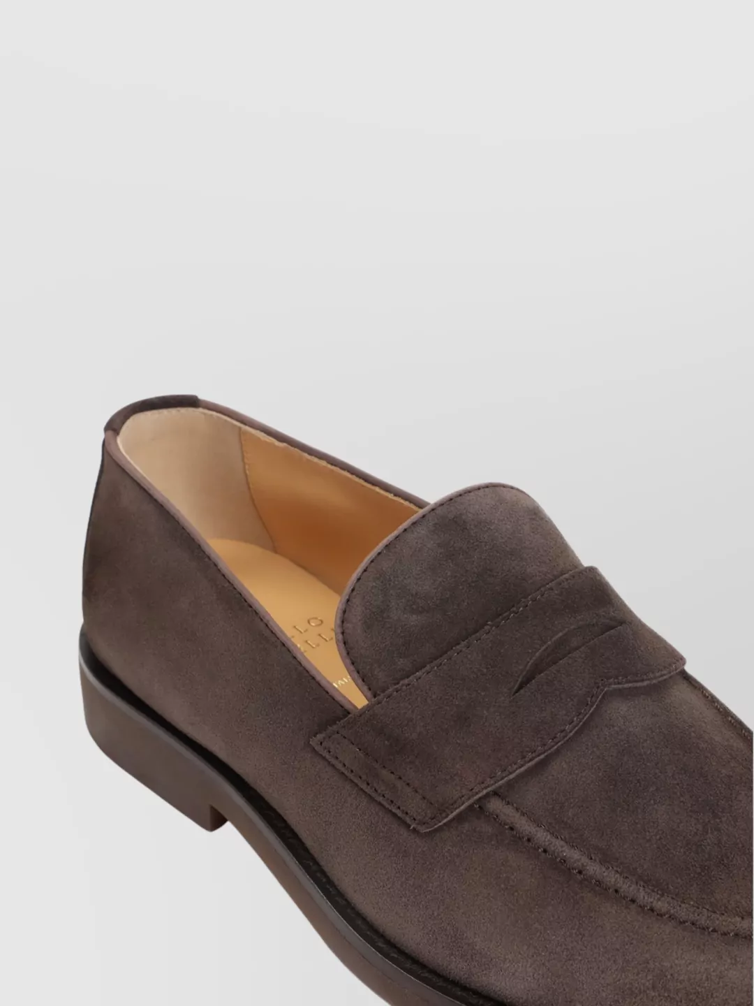 Brunello Cucinelli Suede Leather Loafers Almond Toe Penny Strap