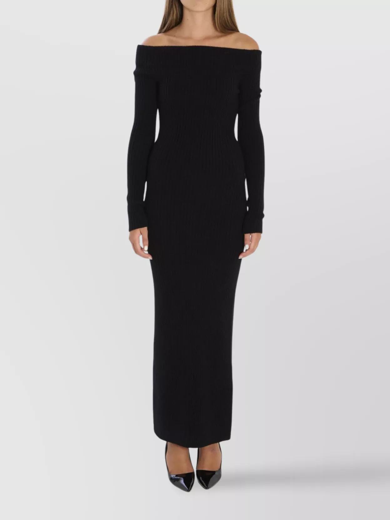 Max Mara Wool And Cashmere-blend Maxi Dress In Black