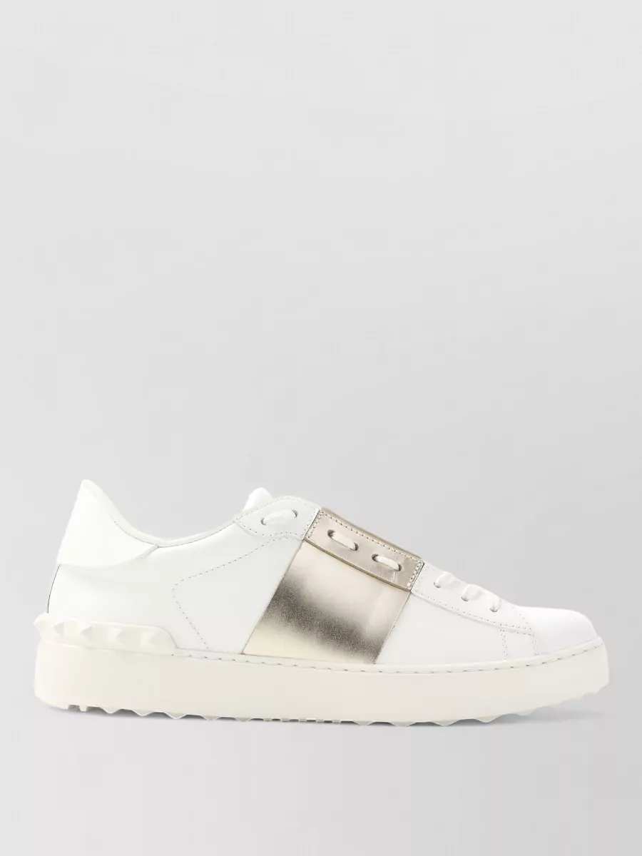 Valentino Garavani Sneakers Metallic Panel Rubber Sole Studded Heel