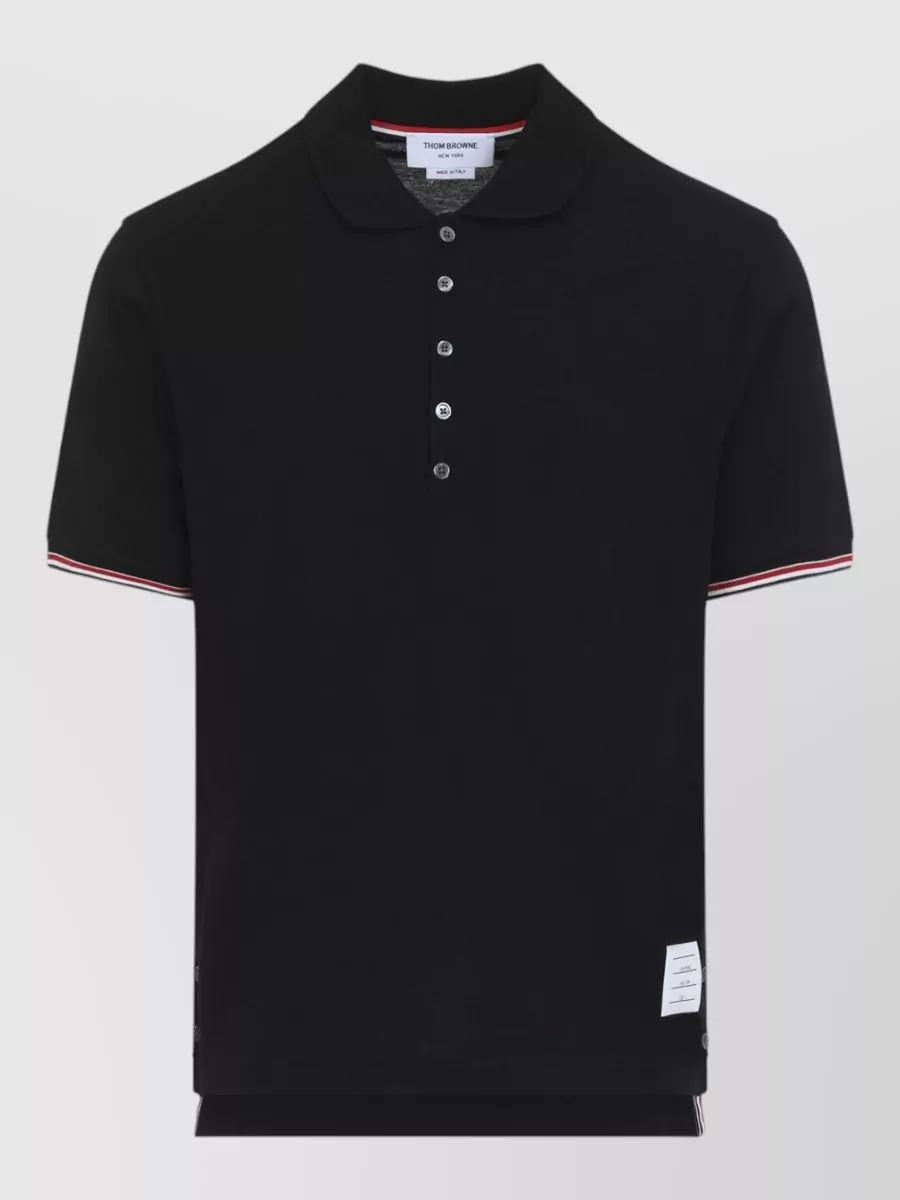 Thom Browne Striped Short-Sleeve Cotton Polo Shirt