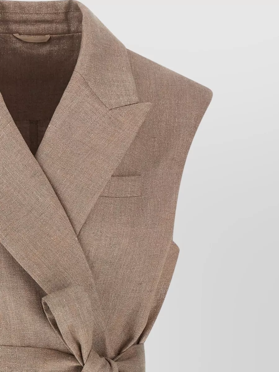 Brunello Cucinelli Tailored Vest Belted Waist Notched Lapels