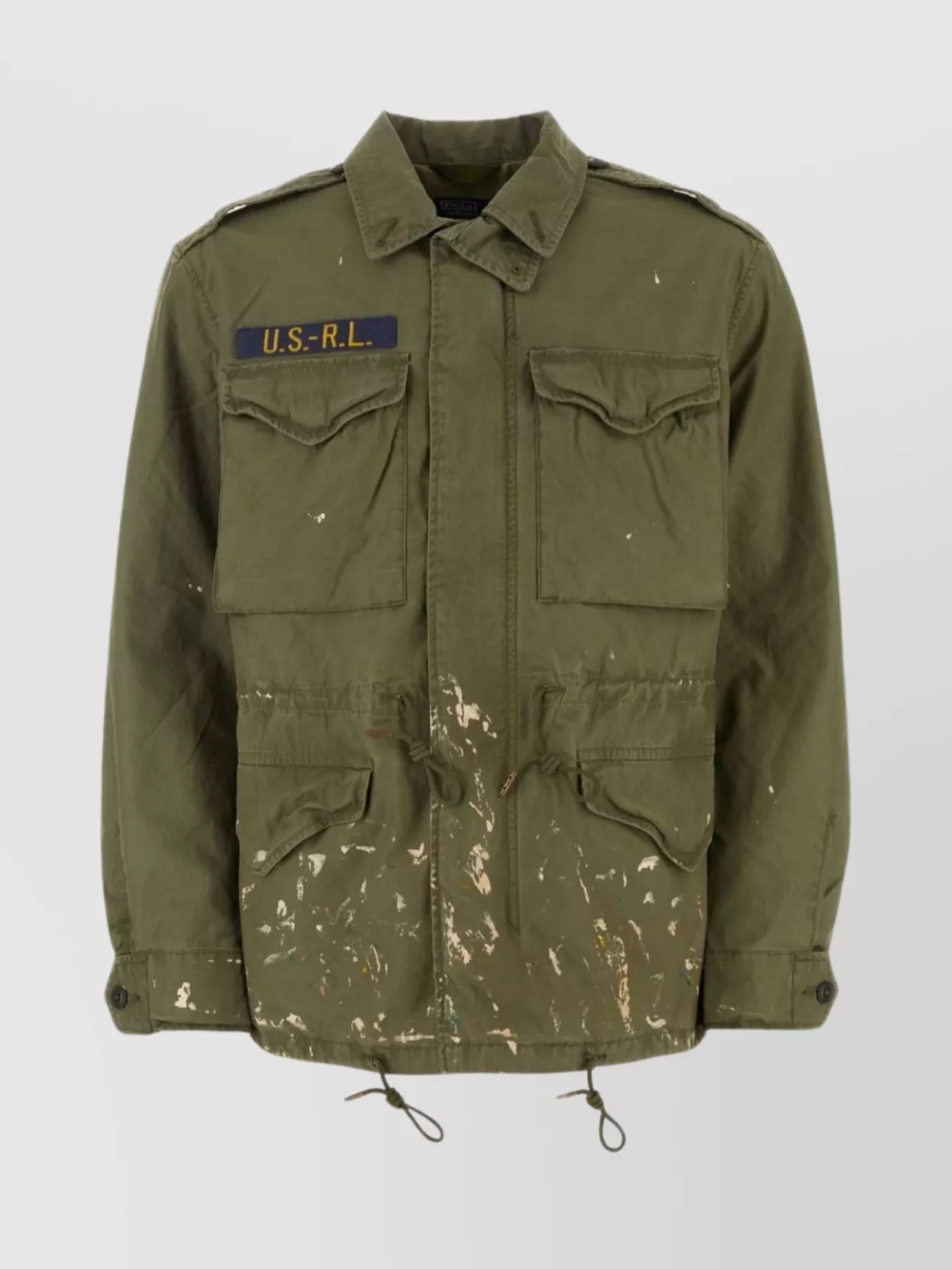 Shop Polo Ralph Lauren Military Style Distressed Cotton Jacket With Adjustable Waist