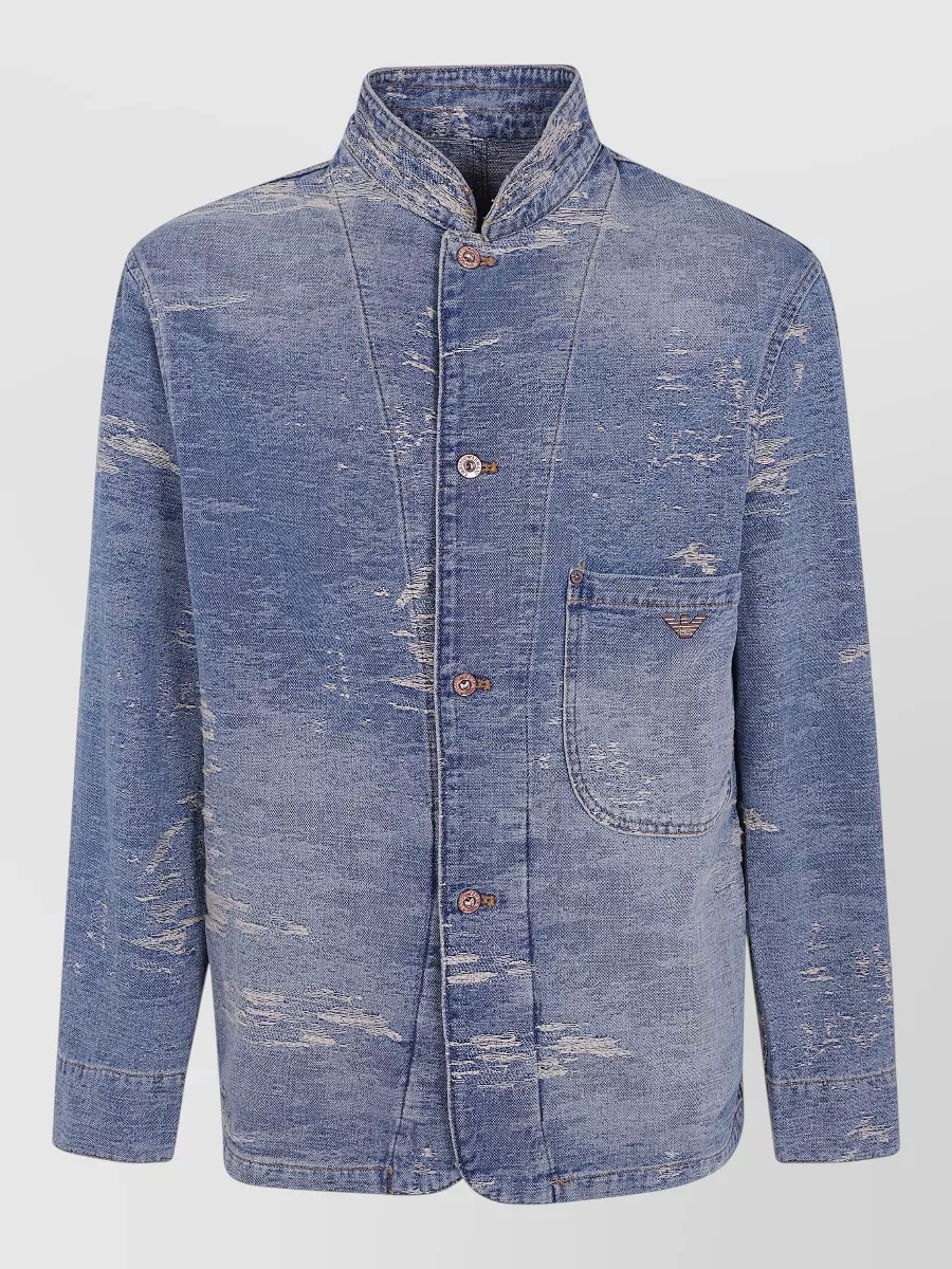 Emporio Armani Single breasted cotton shirt jacket