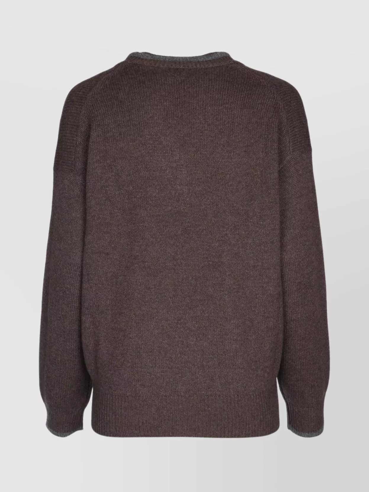 Brunello Cucinelli Ribbed V-neck Top Contrast Trim In Brown