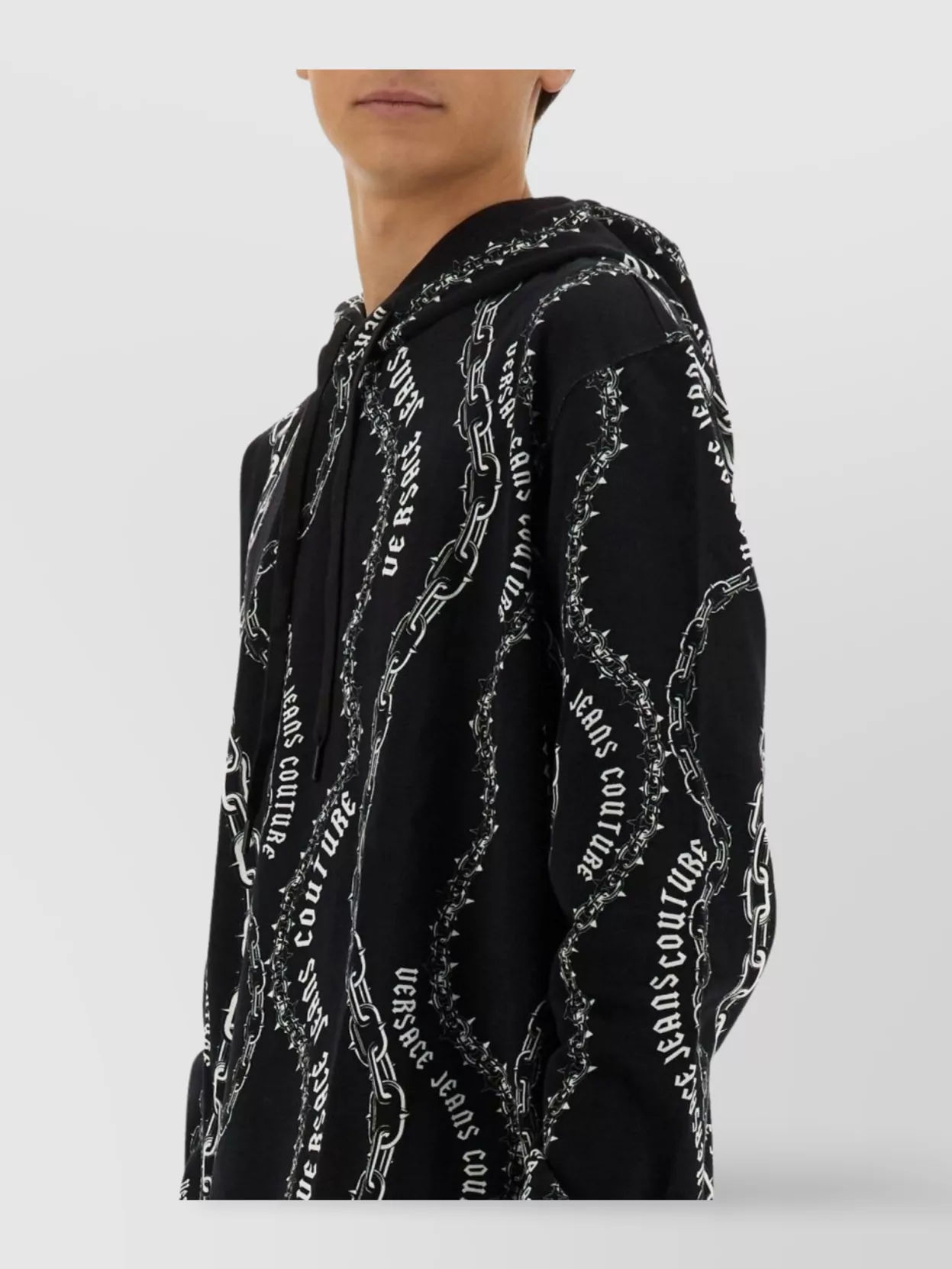 Versace Jeans Couture Drawstring Hood Graphic Print Sweatshirt