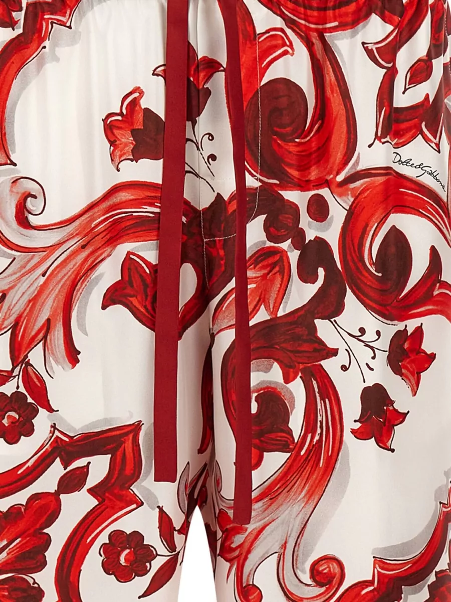 Dolce&Gabbana Silk Printed Wide-Leg Trousers