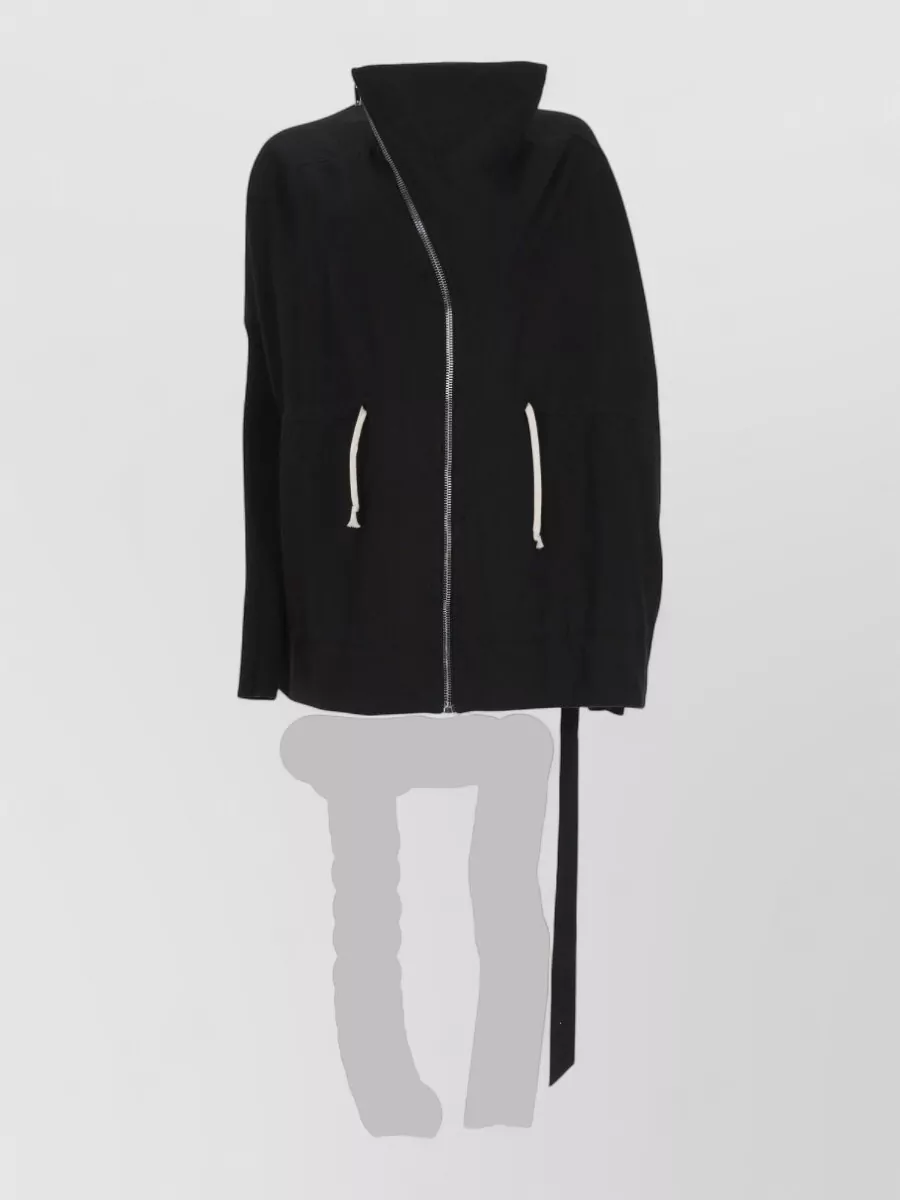 Rick Owens Drkshdw cotton asymmetric zip funnel-neck oversized coat