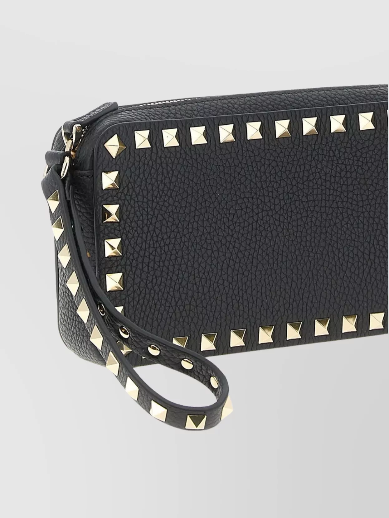 Valentino Garavani Rockstud Textured Leather Clutch Bag