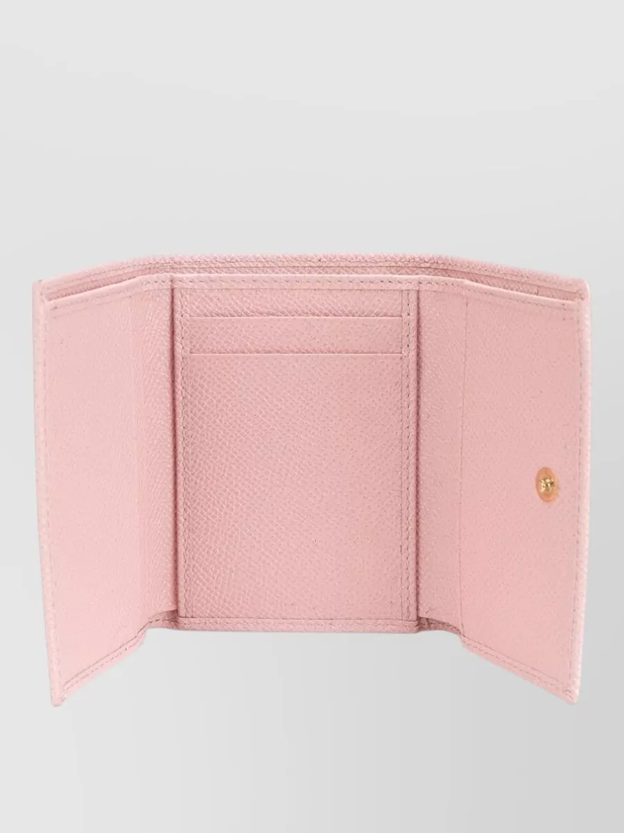 Dolce&Gabbana Dauphine Leather Compact Flap French Wallet