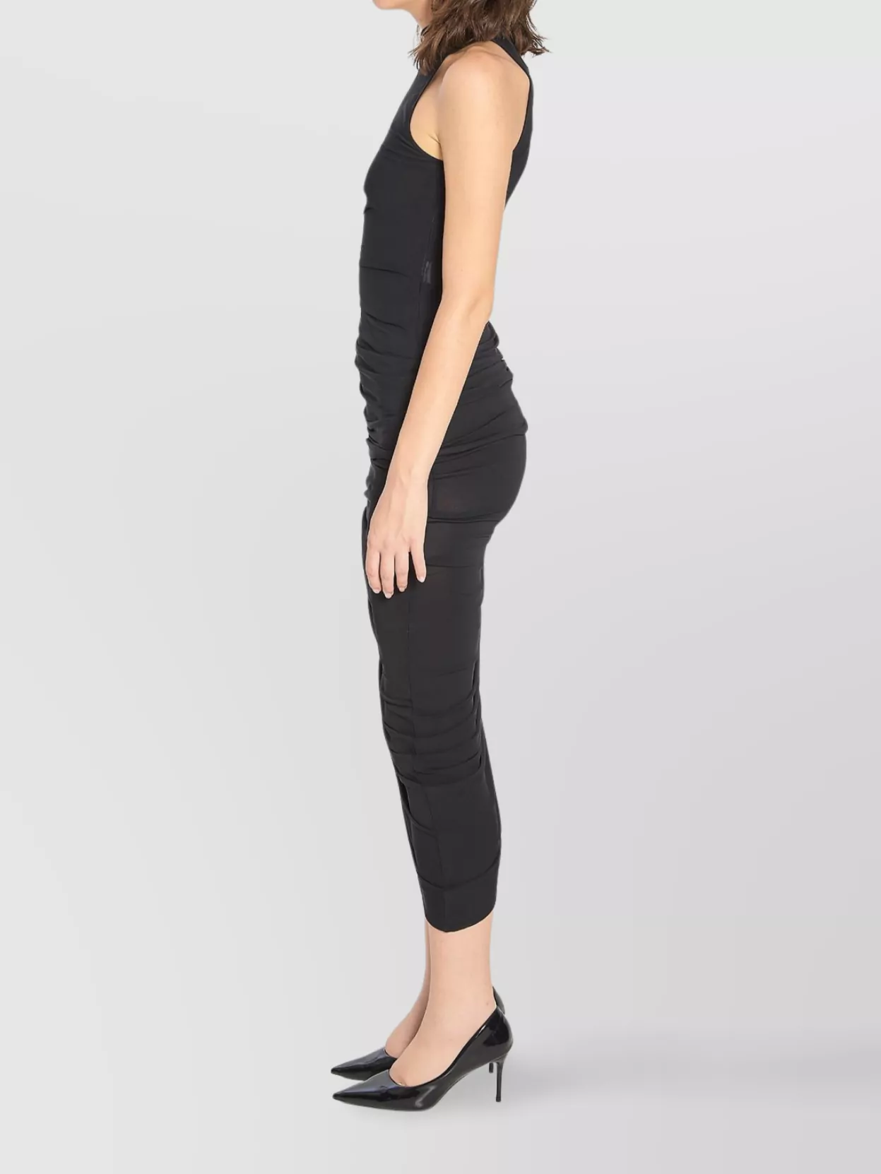 Jacquemus The Piazza Asymmetric Gathered Stretch-jersey Turtleneck Dress In Black