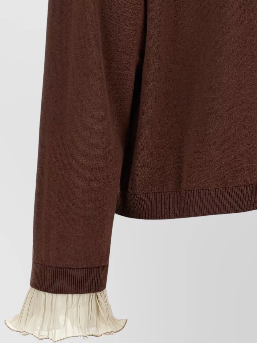 Fabiana Filippi Virgin Wool Cotton Pleated Cuff Sweatshirt