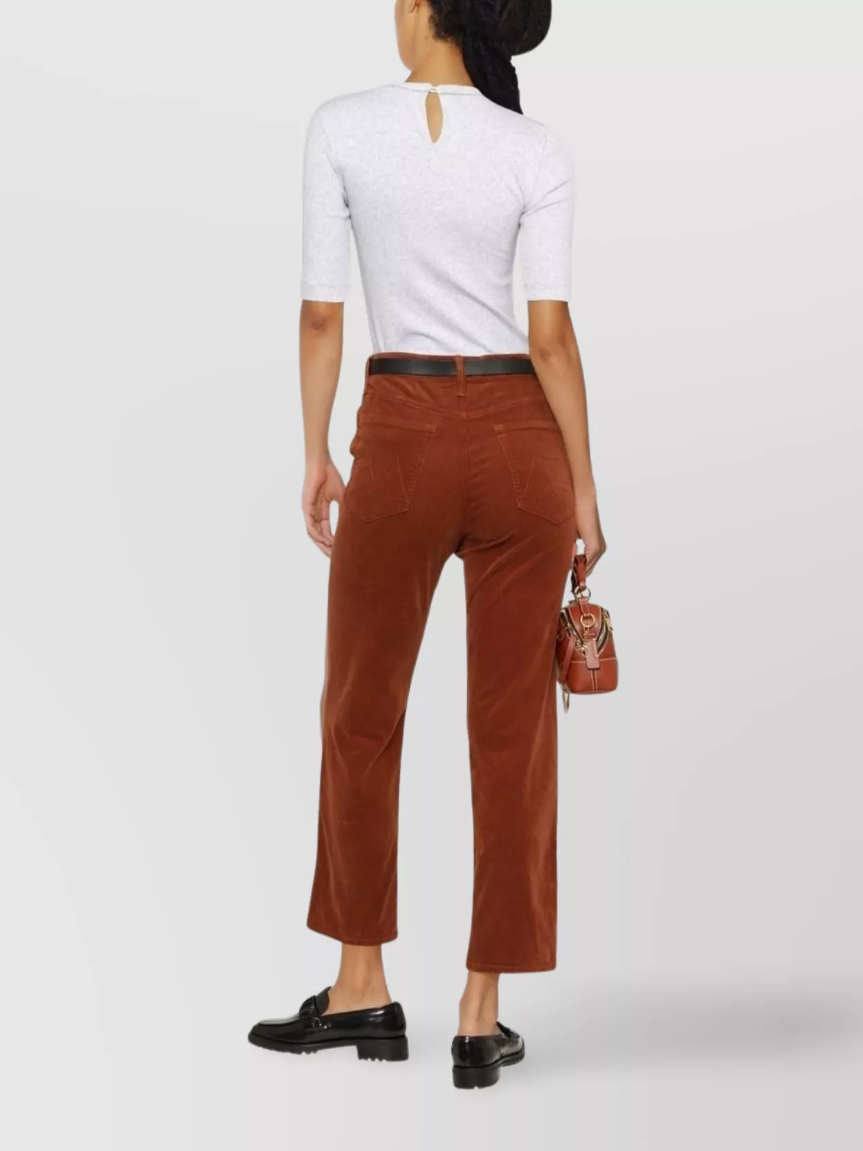 Brunello Cucinelli Ribbed Cotton T-Shirt Keyhole Back