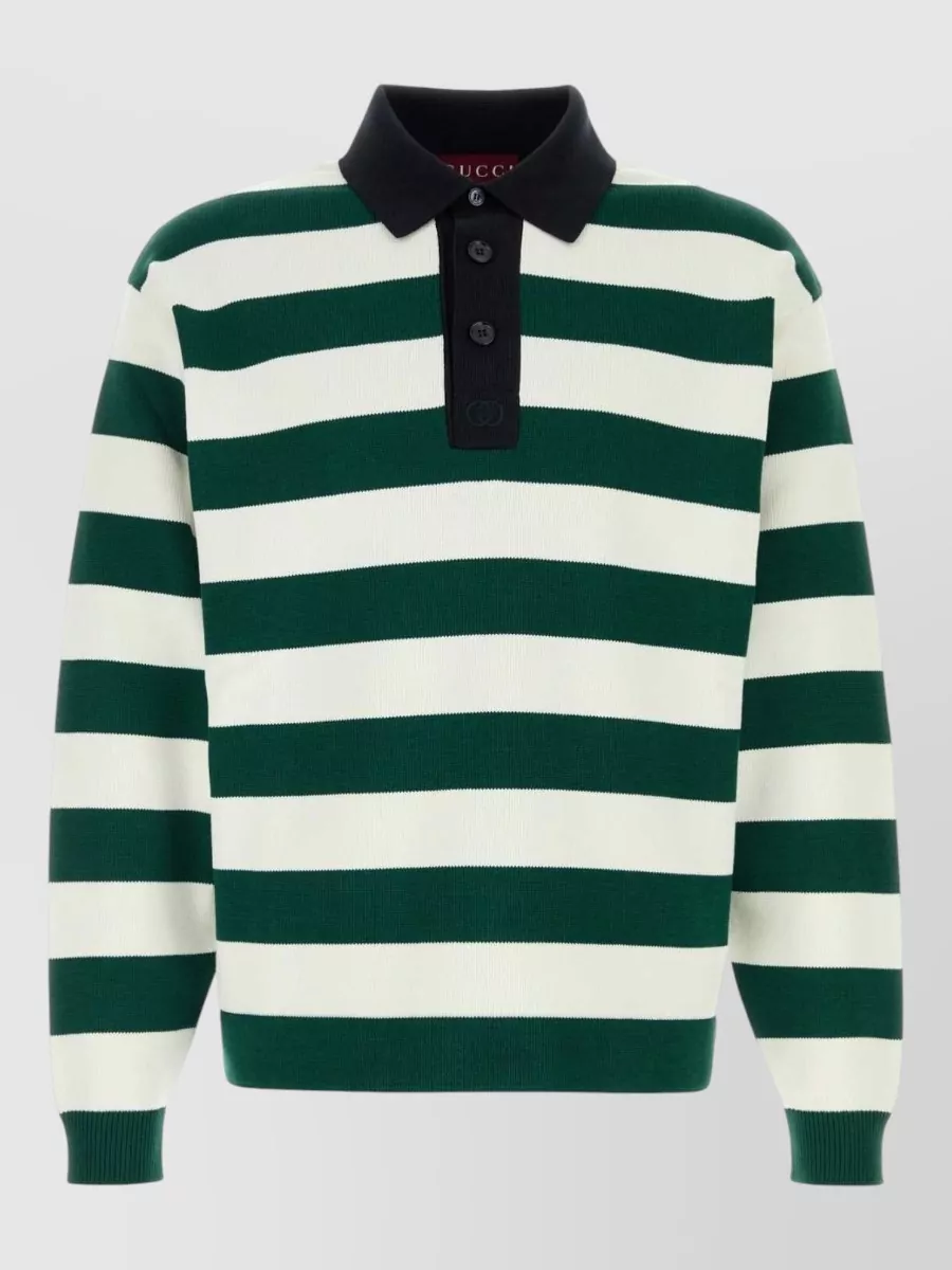 Gucci striped silk polo shirt
