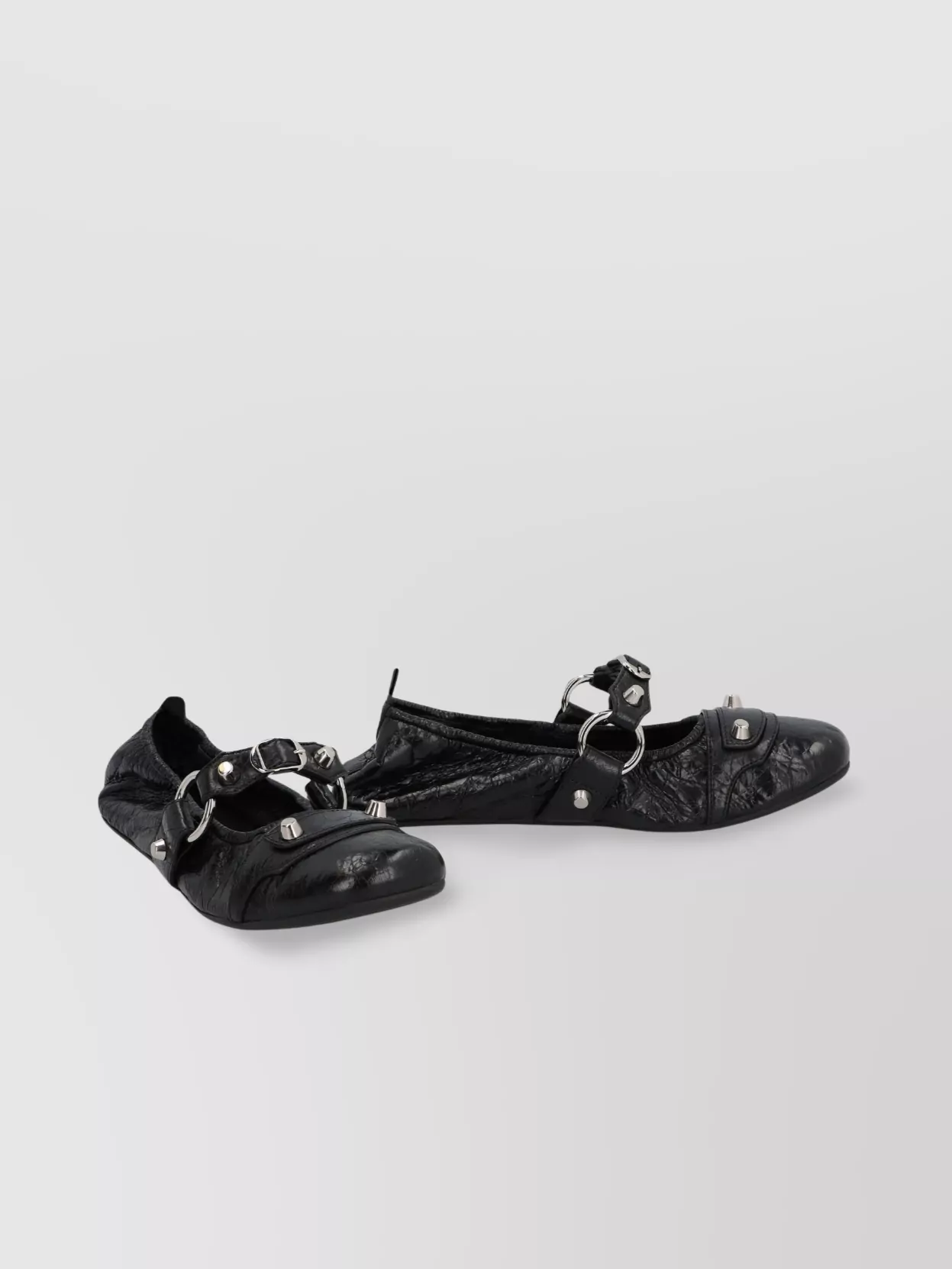 Shop Balenciaga Lamb Leather Ballet Flats With Buckle Accents