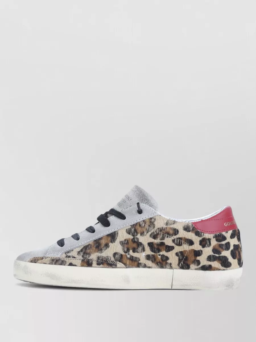 Golden Goose Superstar Sneakers Contrast Heel Leopard Star