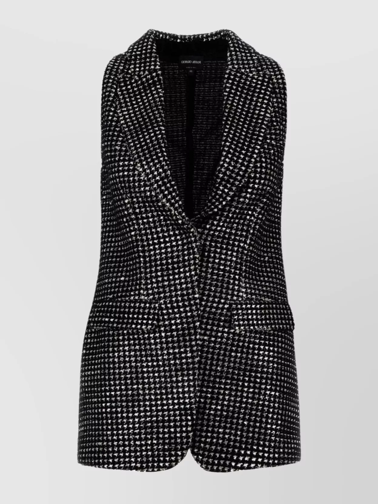 Giorgio Armani Textured Fabric Sleeveless Vest With Front Pockets In Black