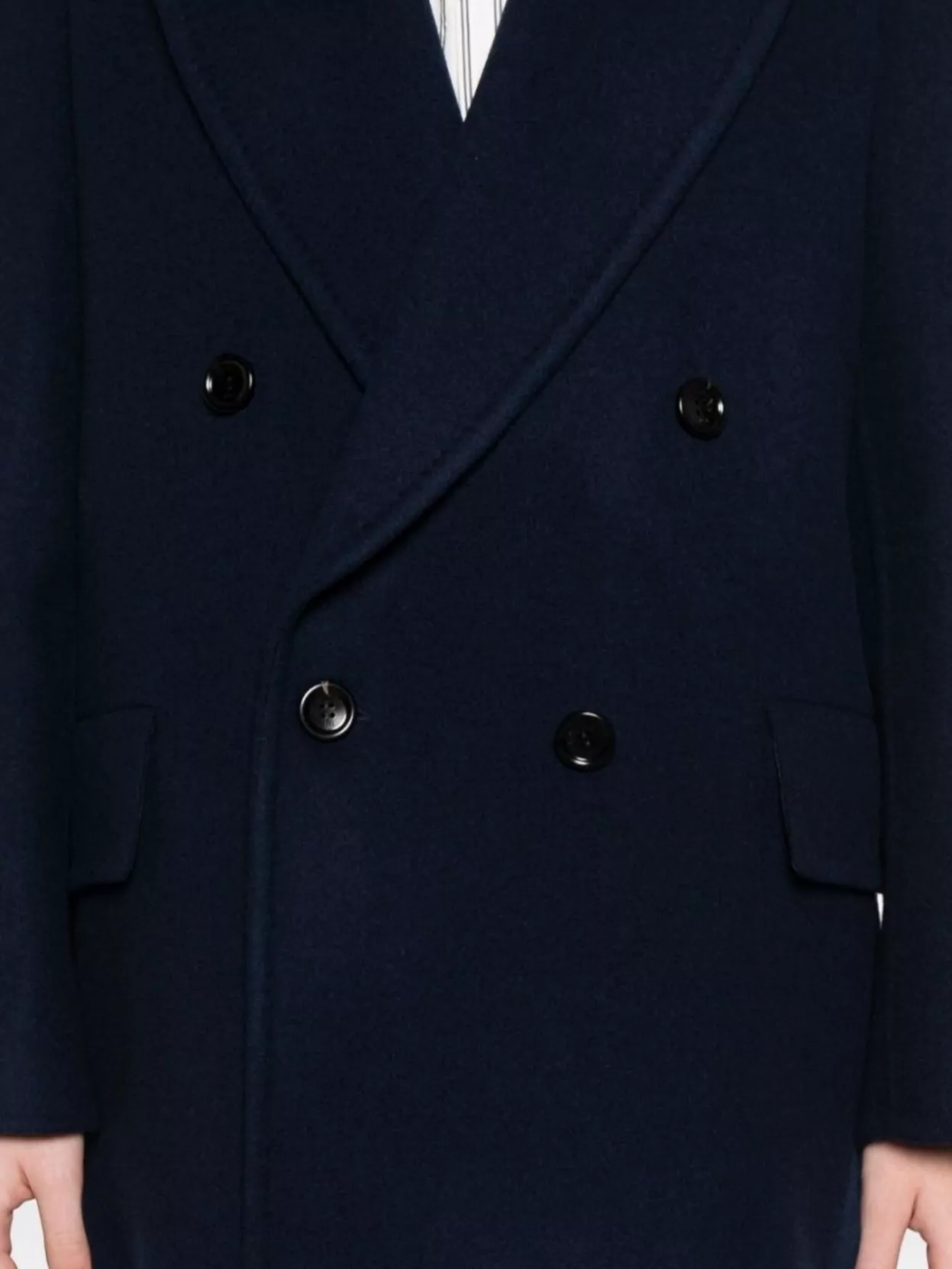 Max Mara Long Wool Cashmere Coat With Notched Lapels