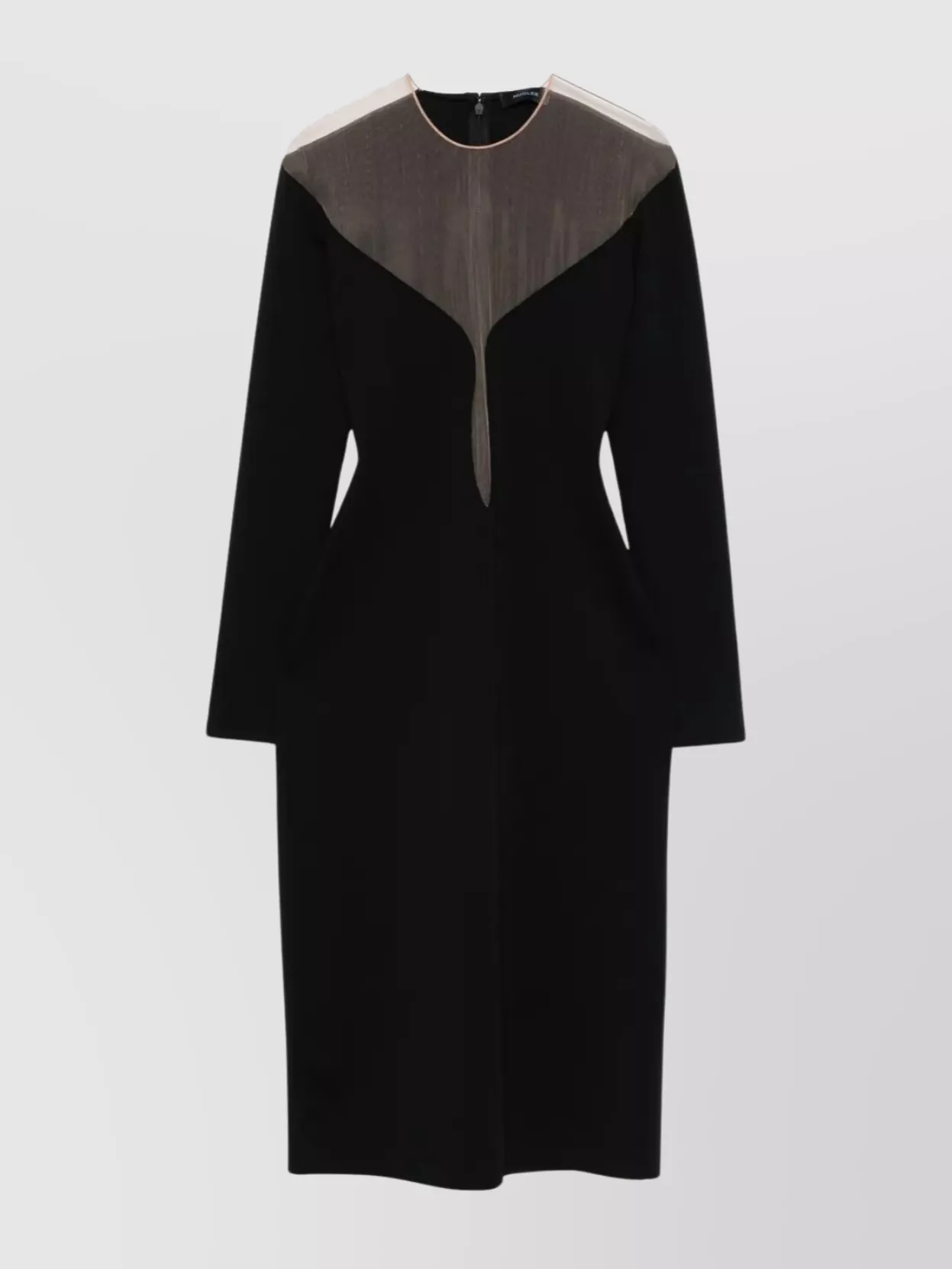 Mugler Deep V-Neck Midi Dress
