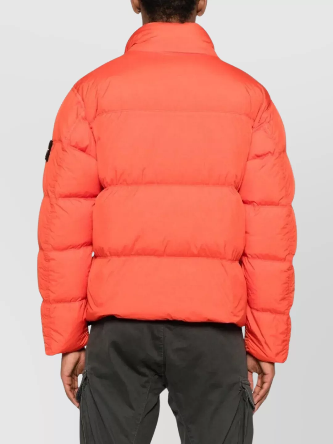 Stone Island Crinkled Effect Down Jacket With High Collar