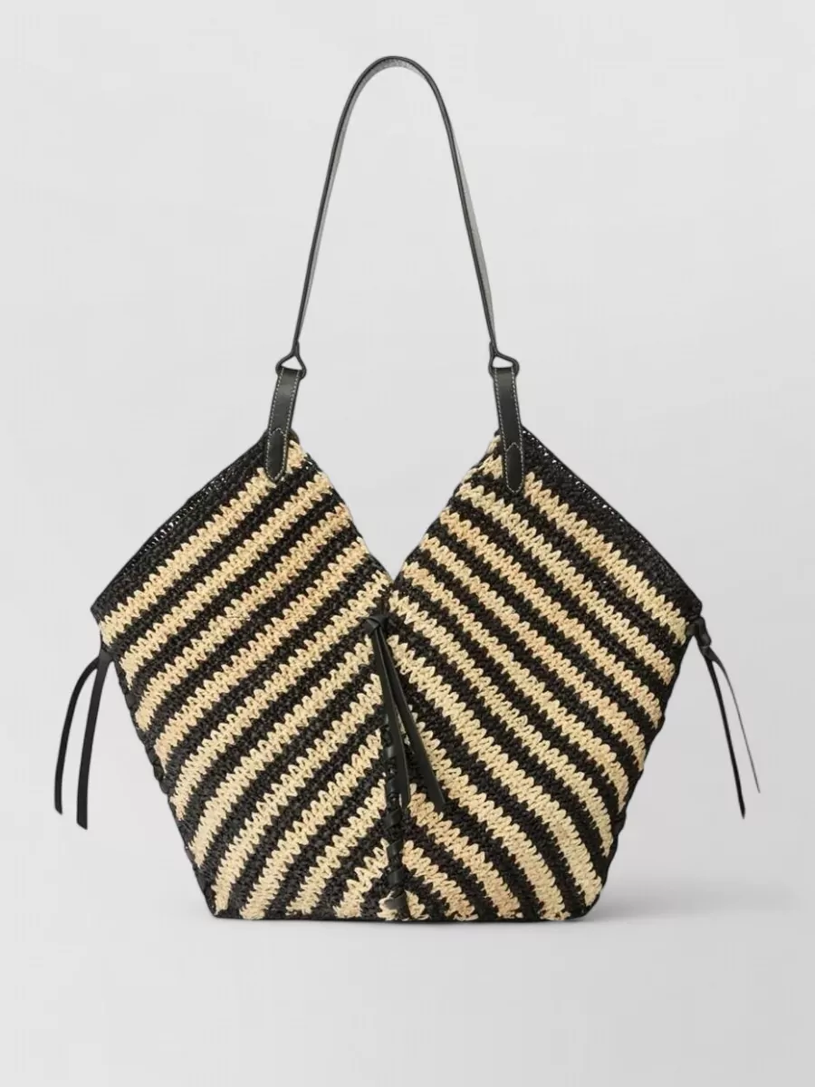 Isabel Marant Tampa Raffia Shoulder Bag Striped Tassels