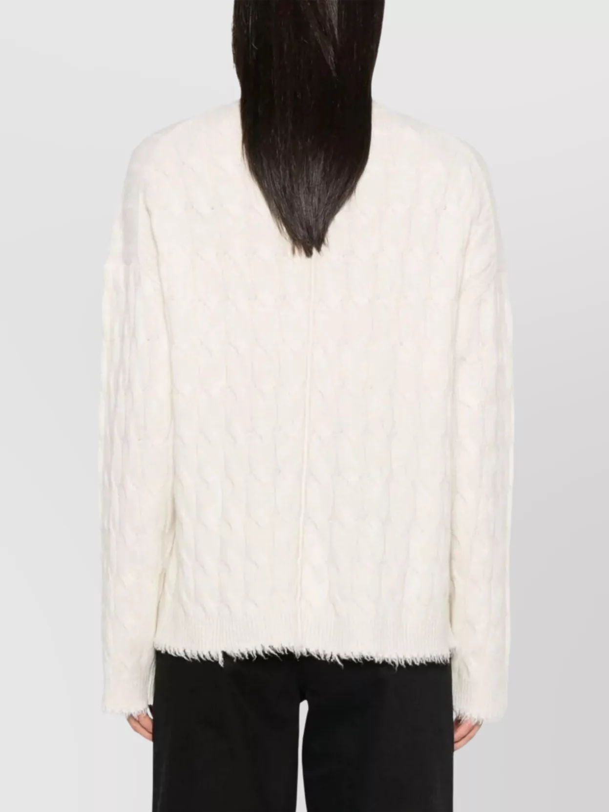 Re/Done Cable Knit Cashmere V-Neck Sweater