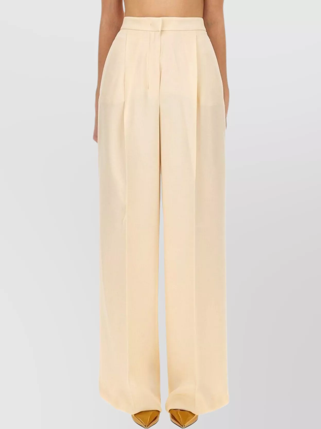 Max Mara Wide Leg High Waist Trousers In Neutral