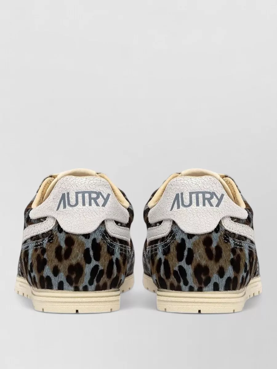 Autry Leather Leopard Pony Hair Lace-Up Sneakers