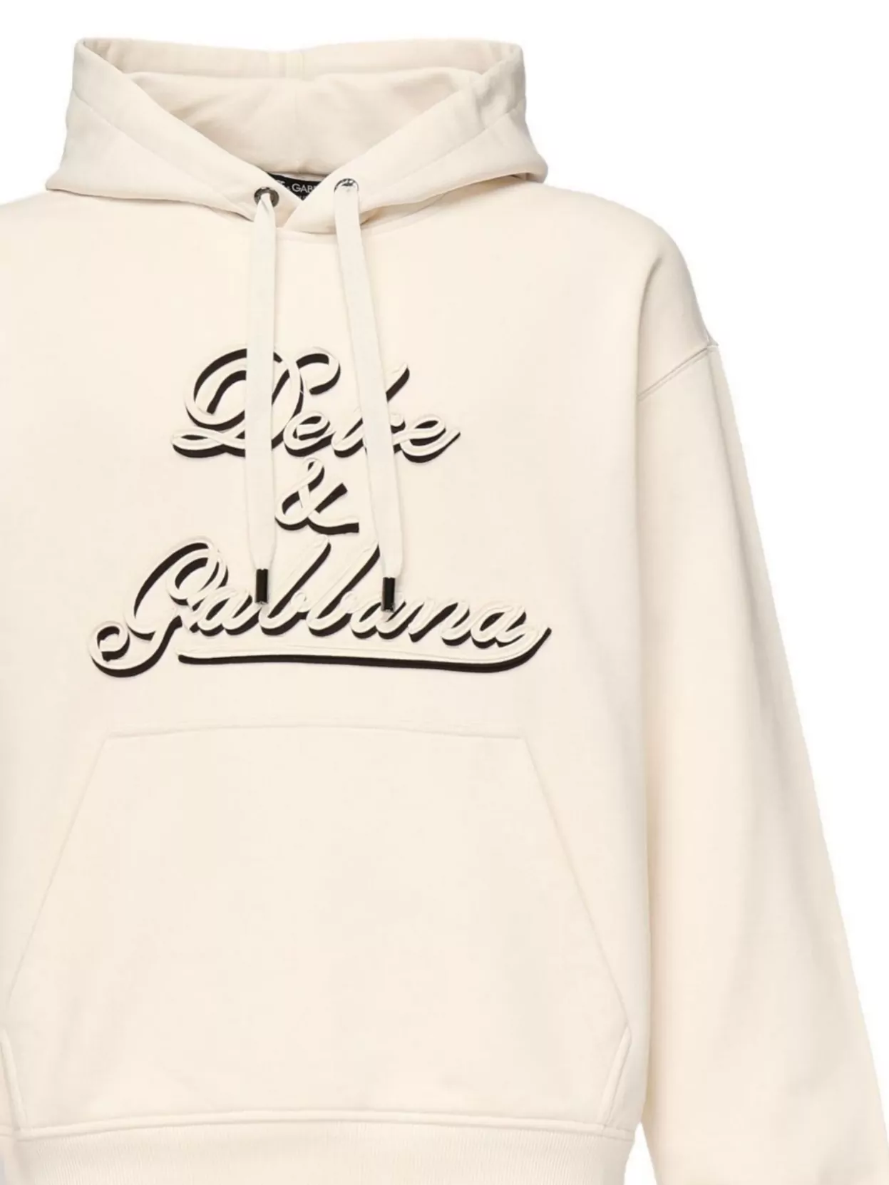 Dolce & Gabbana Almond Beige Pullover Sweatshirt With Drawstring Hood In Neutral