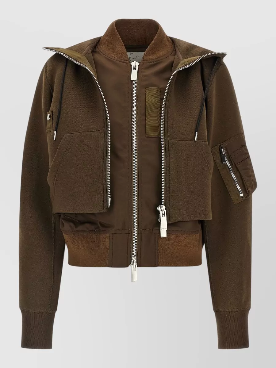 Sacai Ribbed Hooded Bomber Jacket