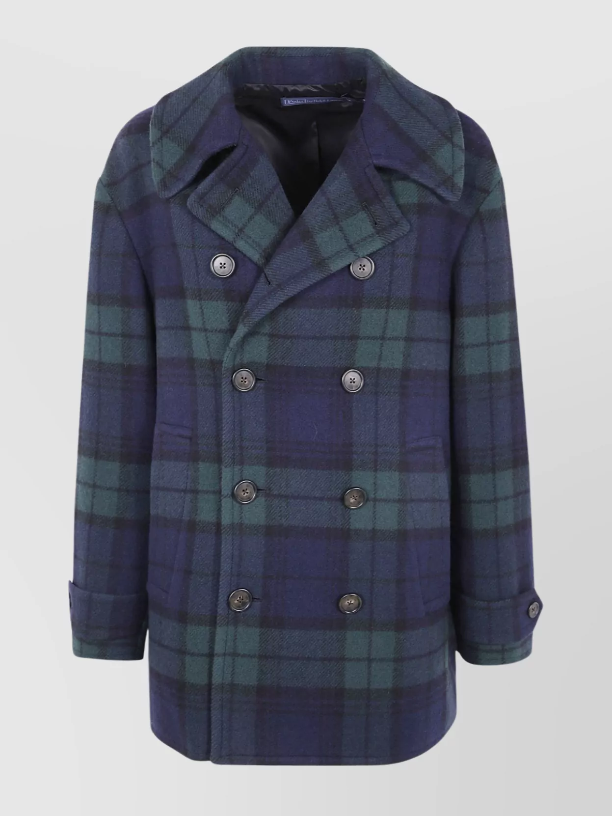 Polo Ralph Lauren Plaid Bomber Jacket Notched Lapels In Blue