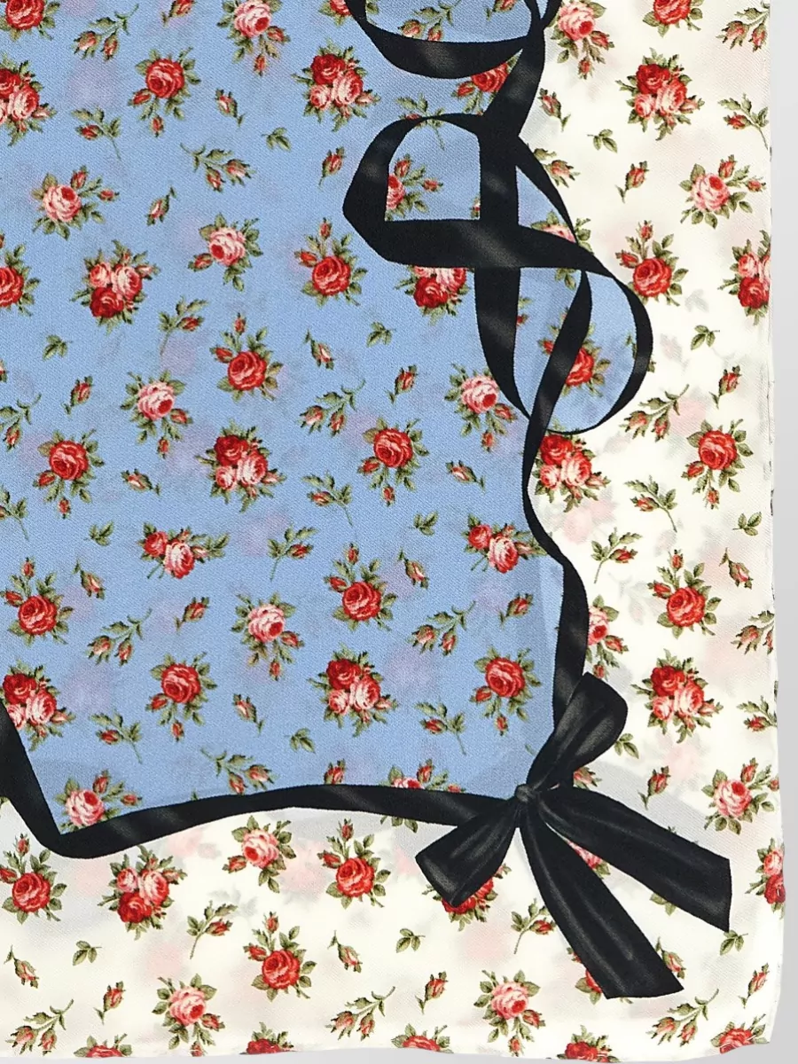 Dolce&Gabbana Roselline Floral Scarf Dual Tone Bow