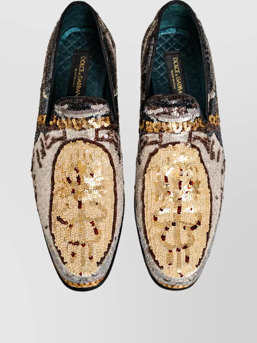 Dolce&Gabbana Embroidered Sequin Leather Monk Shoes