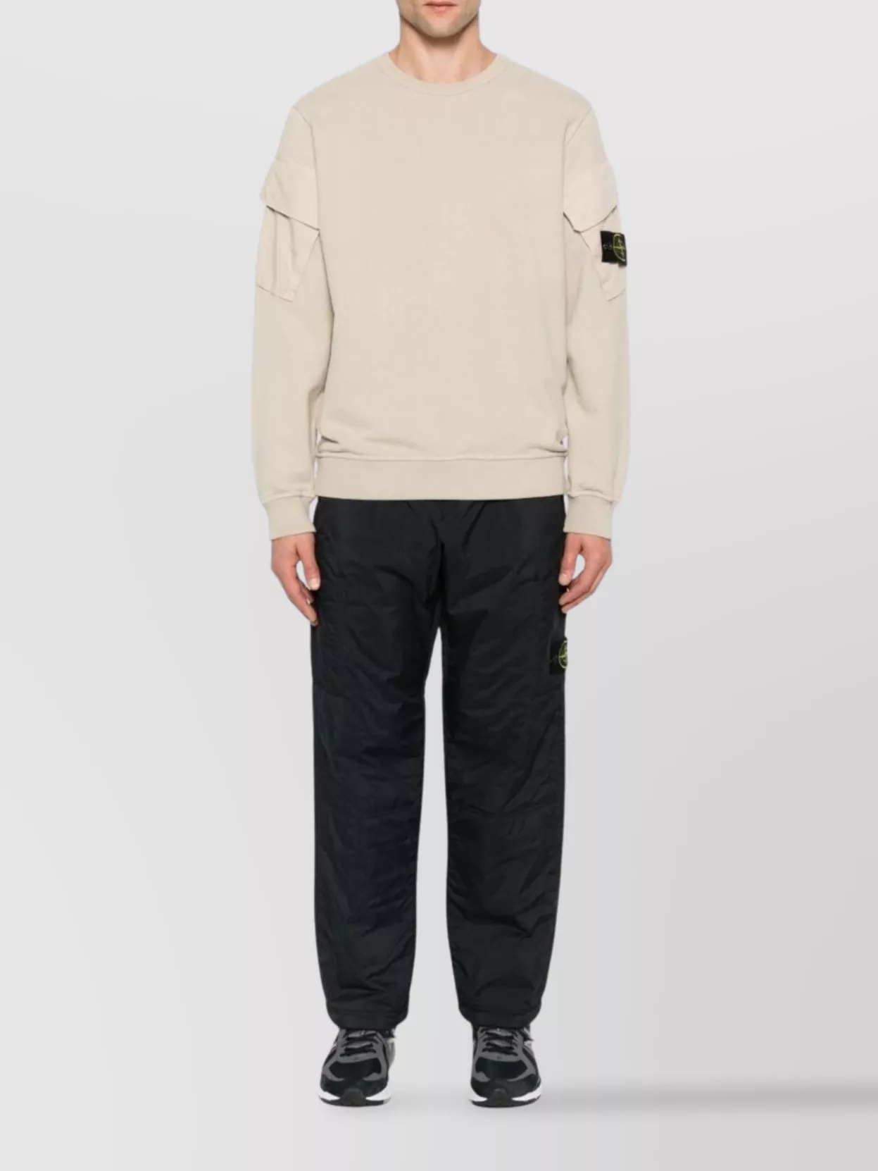 Stone Island Arm Patch Crewneck Pocket Sweatshirt